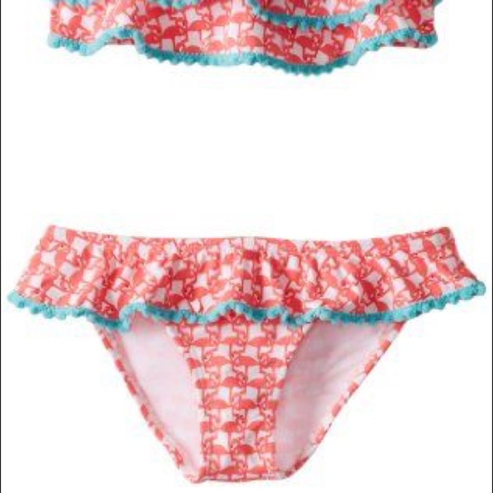 Ondademar girls flamingo ruffle bikini set